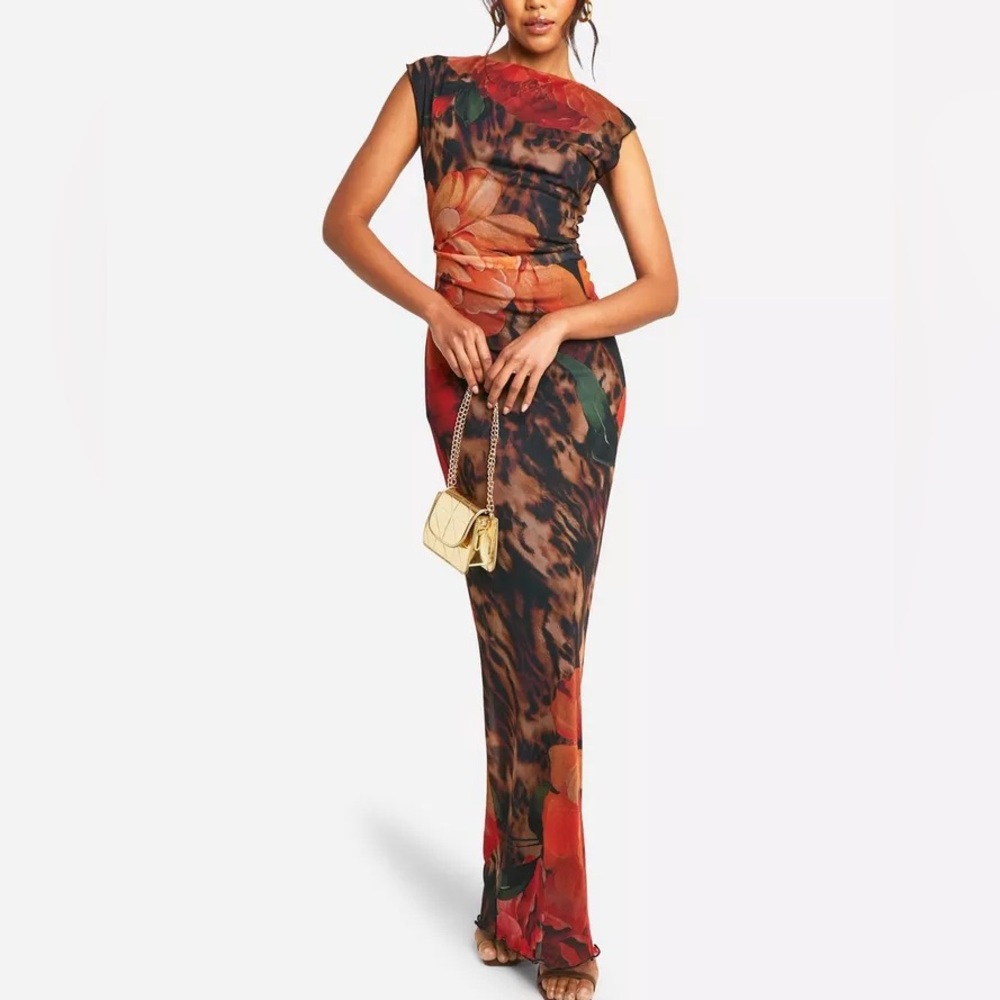 Floral Cheetah Print Dress